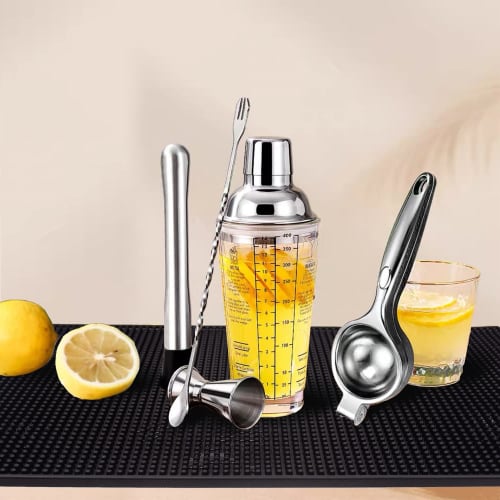 EXCO Coasters, High-Quality Silicone and Ceramic Coasters, Heat-Resistant, Non-Slip, Tea Trays, Multiple Styles to Choose from (Black Rectangle)