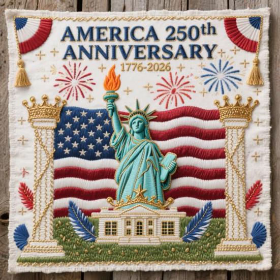 USA 250-årsjubileum Broderisett DIY Nålbinding Nybegynner Patriotisk Minne Broderimønster Suvenirgave for Nybegynnere Veteraner Militære