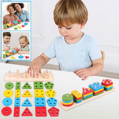 Geometrisches Säulen-Puzzle Baustein Spielzeug, Jungen und Mädchen können mit Verstand spielen