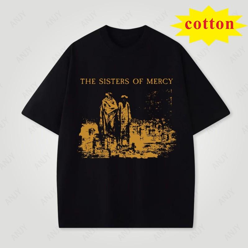 The Sisters Of Mercy Punk Gothic Rock Band Unisexs And Unisexs Tshirts Short Sleeved Oneck Streetwear Cotton Tshirt
