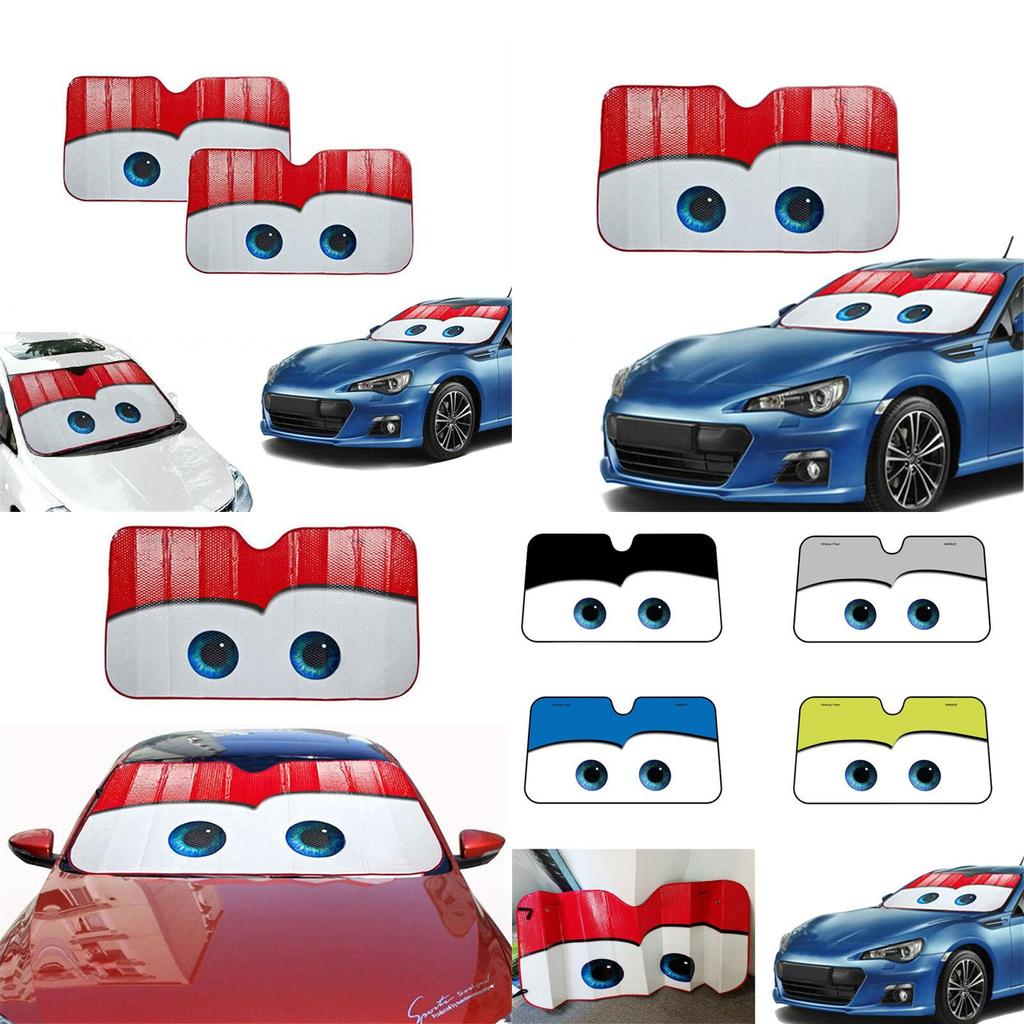 Foil Aluminium Cartoon Car Windshield Sun Shade Big Eyes Cars Front Window Visor