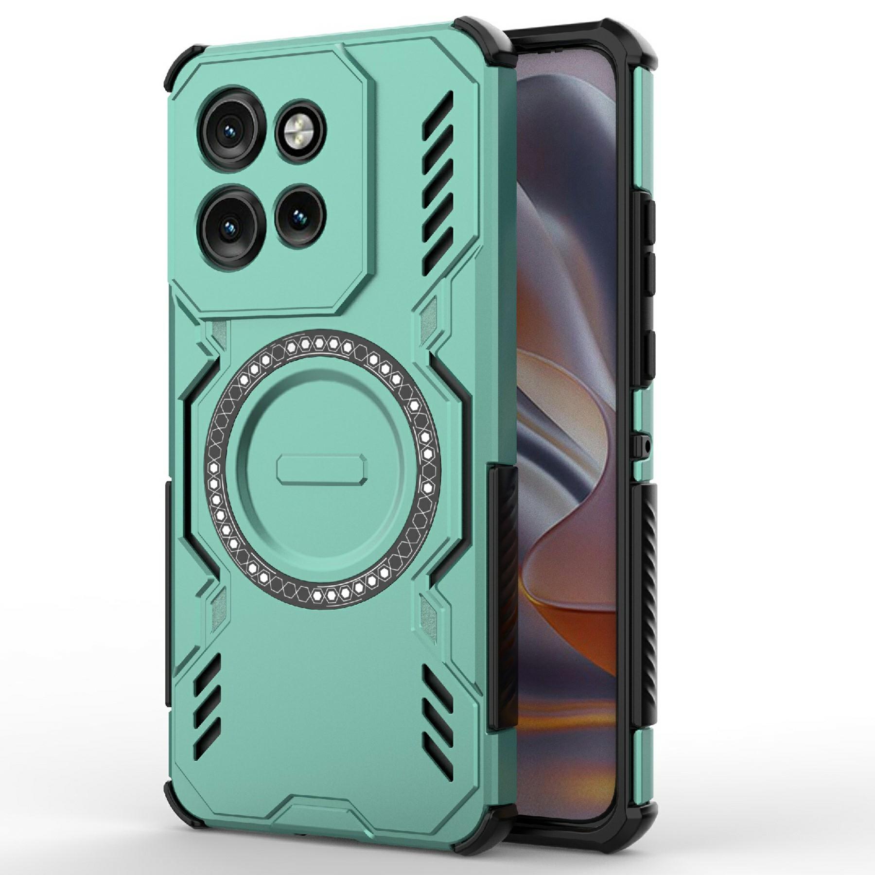

Magnetic Case For Motorola Edge 50 Neo 5G/Moto S50 5G/Thinkphone 25 5G Butterfly Armor Hollow Heat Dissipation PC+TPU Phone Cover Green