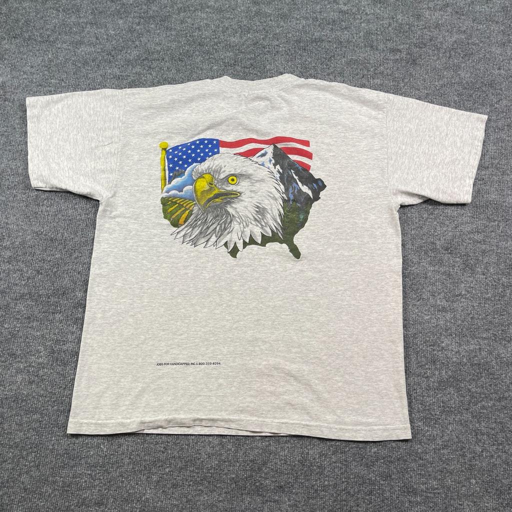 Vintage 90s American Pride USA Flag Eagle Shirt XL 23x26 Heather Gray