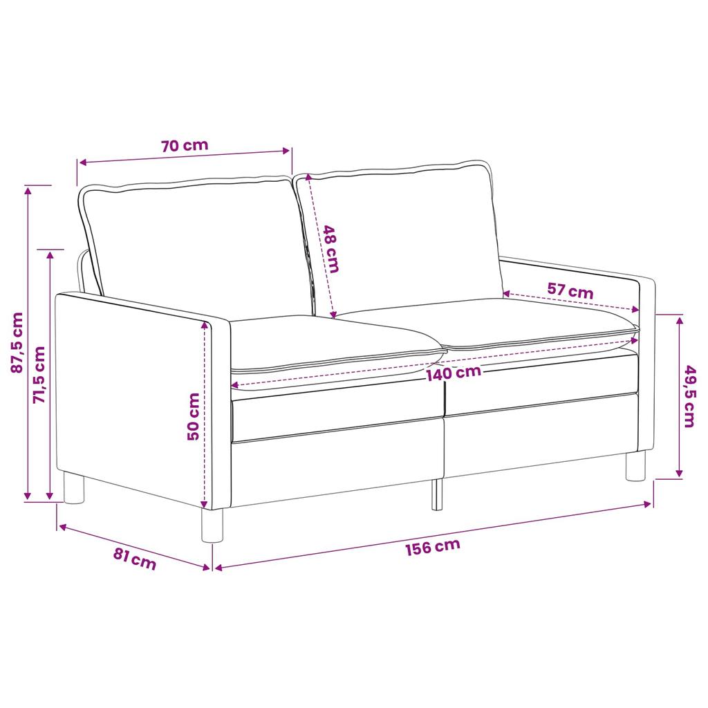 Sofa Set 2 Pcs Navy Blue Polyester