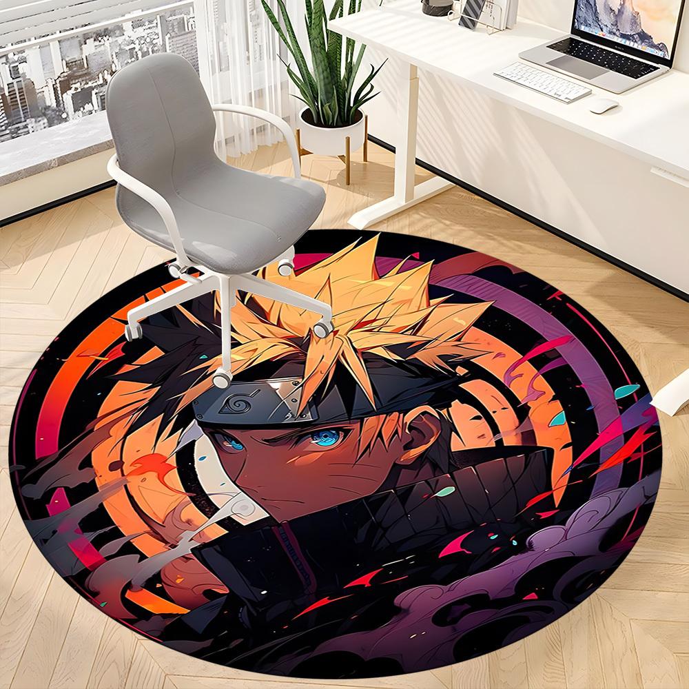 1pc Naruto Uzumaki Office Round Area Rug, Under Office Chairs Bedroom Living Room Home Decor, Room Decoa1022145