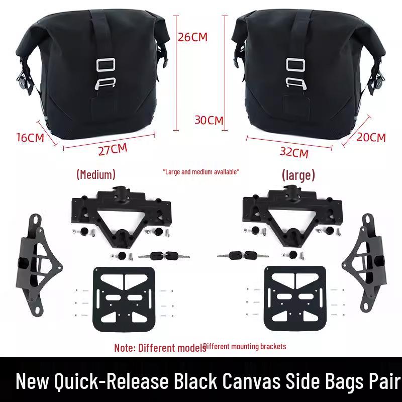 Kaiyue 500F Motorcycle Side Bag: Waterproof Canvas & Leather Quick-Release Accessory