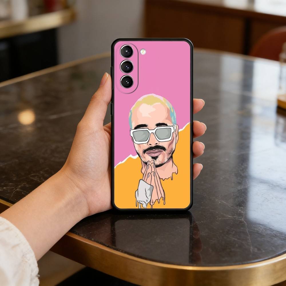 

J B-BalvinS A-Allover print Phone Case For Samsung S25,24,23,22,30,21,10,9,Ultra,Plus,Lite,FE,4,5 G Soft Black Case Samsung S25