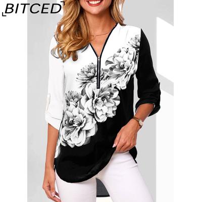 Women's Fashion Casual Autumn Winter Long Sleeve V-Neck Blouses & Shirts