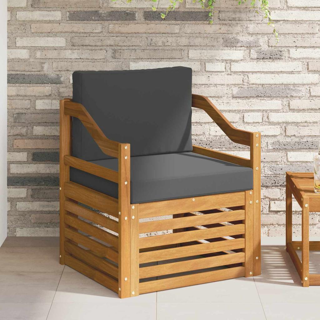 Outdoor Sofa Set Solid Acacia Wood and Polyester