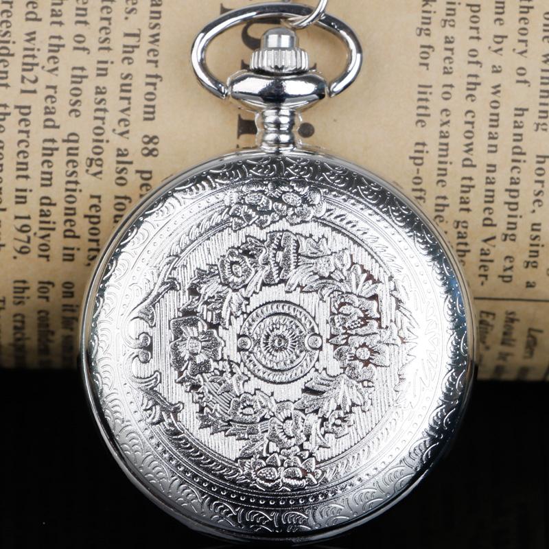 Vintage Silver Men's Pocket Watch with Heartfelt "To Grandpa" Engraving Pendant Necklace Accessories Clock Best Souvenir Gift