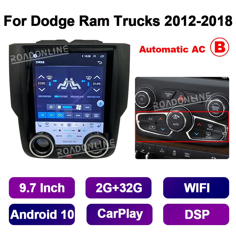 

10.4 Android 14 For Tesla Style Screen Dodge Ram 1500 2500 3500 2012-2018 Car Multimedia Player Stereo Receiver Radio CarPlay Eight Core