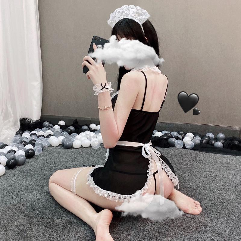 Plus Size Sexy Maid Role Play Lace Lingerie Set for Women