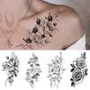 Wasserdichter Temporärer Tattoo-Aufkleber Blumen Rosen Lilien Pfingstrosen Geometrische Muster Körperkunst Arm Fake Tattoos Ärmel Damen Herren