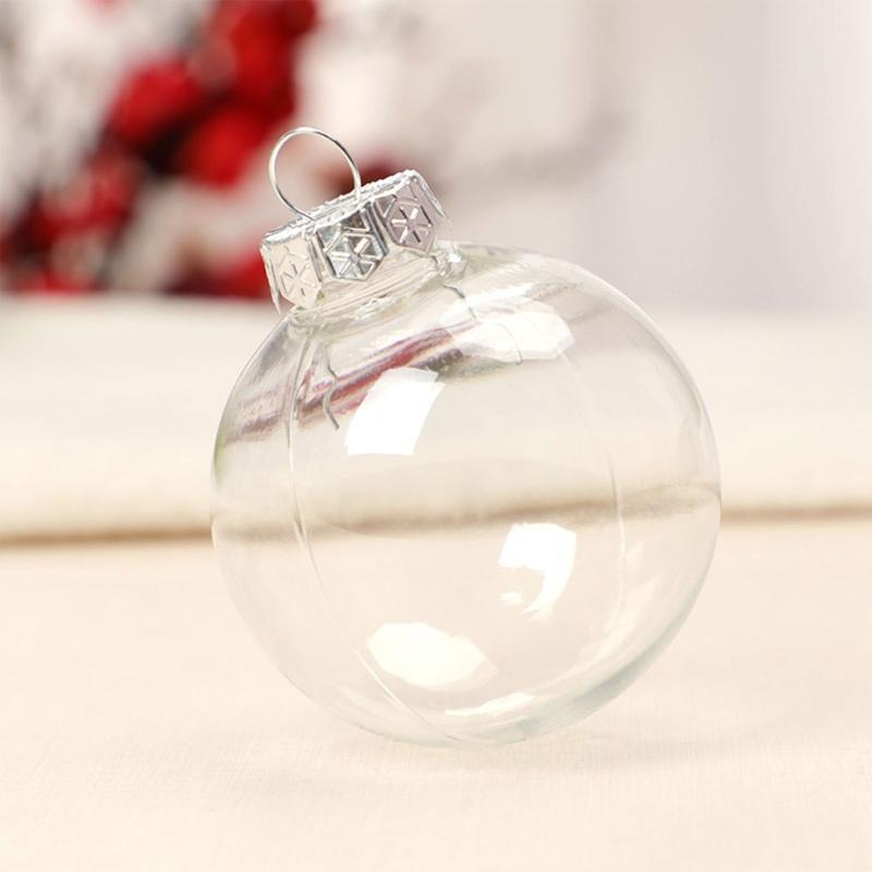 6Pcs/lot Clear Empty Christmas Ball Ornaments with Removable Gold/Silver Metal Hangers Great for Wedding Party Holiday