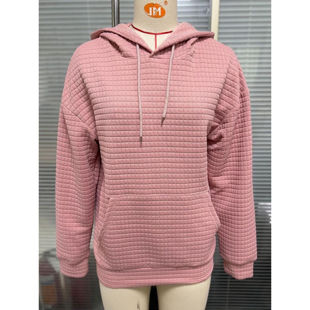 Women's  Fall Winter Solid Color Hooded Pocket Loose Long Sleeve Sweatshirt Coat, Amazon Europe America Cross-border Wholesale