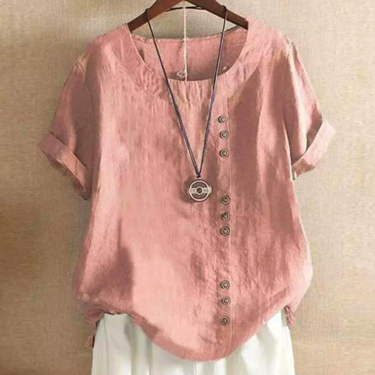 Elegantes Baumwoll-Knopfhemd für Damen - Unifarben, Perfekt für Frühling/Herbst EMA