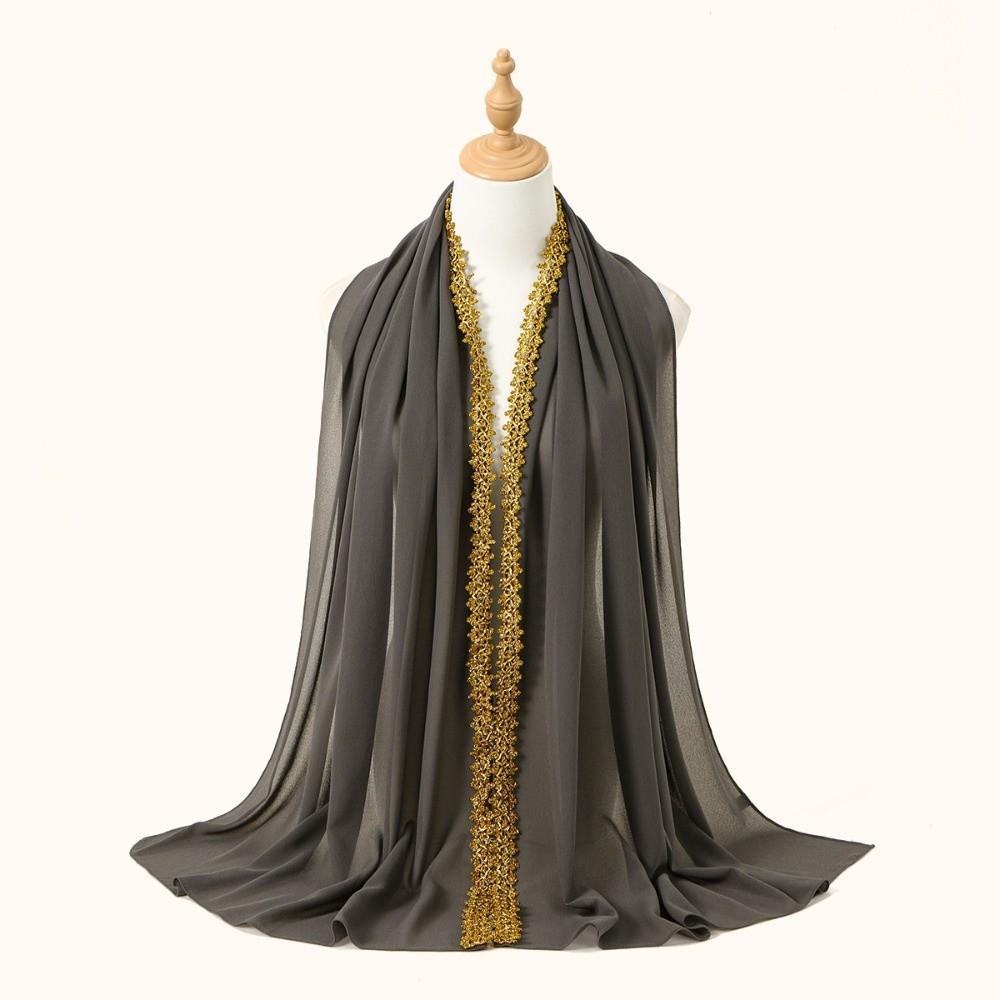 Golden Wave Modest Covering Scarf Chiffon Material Shawl Wrap New Eid al-Fitr Hijab  Arab Style