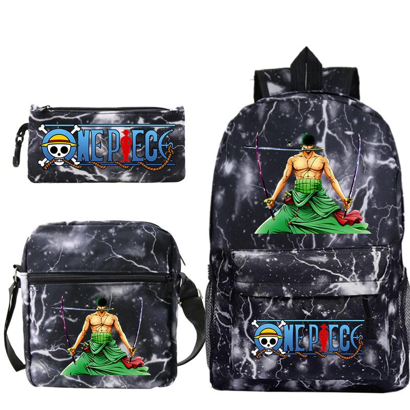 Cartoon Printed Teen Backpack Men's and Women's Student School Bag Three-piece Combination