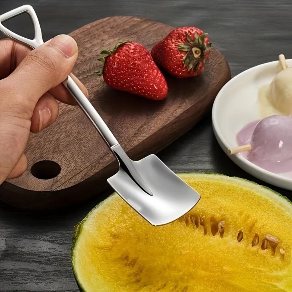 Stainless Steel Dessert Spoon Ice Cream Spoon, Elegant Shovel Shape, Suitable for Ice Cream, Ice Cream, Tiramisu, Etc., Modern Home Kitchen Utensils