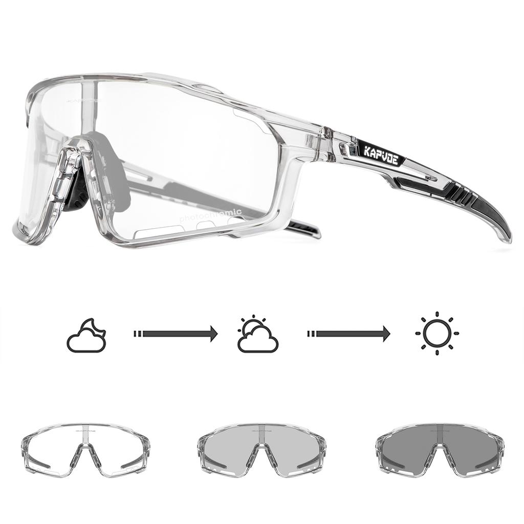 Kapvoe Gold Photochromic Glasses Cycling  Sunglasses Men Women Sports Speed Road Mtb Mountain Bike Bicycle Cycle Eyewear Goggle