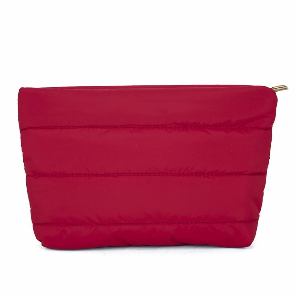 Fashion Quilted Makeup Bag Puffy Padded Large Capacity Travel Toiletry Bag Zipper Solid Color Women Cosmetic Organizer Bag