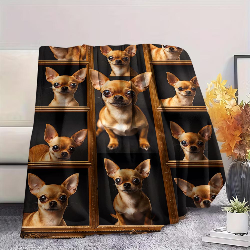 1 Stück Yorkshire Chihuahua Druck Flanelldecke, Hohe Qualität, Bequem für alle Jahreszeiten, Heimdekoration, Wärme und Komfort, Perfekt für Weihnachtsgeschenke