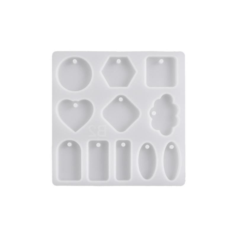 Geometric Pendant Resin Mold, 11-Cavity Silicone Tray with Hanging-Hole Posts for Earrings, Keychains, and Jewelry