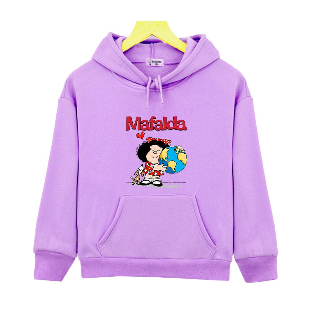 Kids Mafalda Hoodies for Teen Kawaii Graphic Anime Sweatshirts Girls Boy Clothes Children's Clothing Hoody Long Sleeve Tops