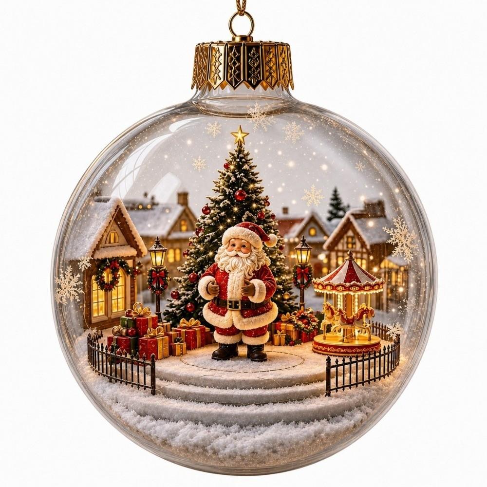 LED Lighted Christmas Bauble Ornament Transparent Hanging Christmas Decoration For Christmas Tree