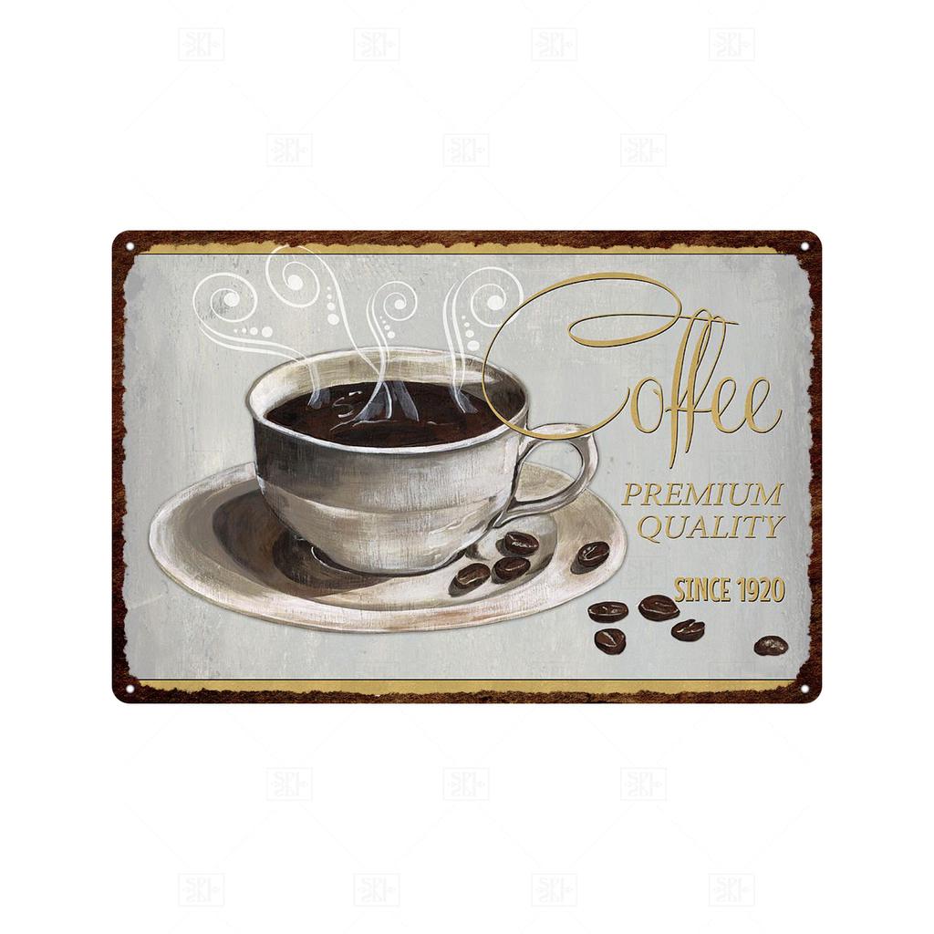 Coffee Vintage Tin Sign Metal Sign Decorative Plaque Retro Plate Cafe Kitchen Living Room Coffee Bar Decoration