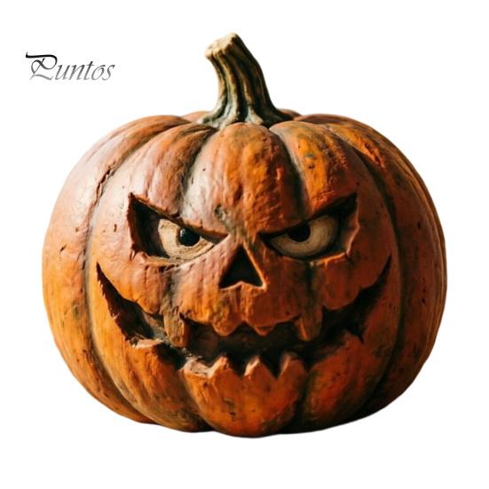 Decorative Holiday Pumpkin Crafts Halloween Wooden Figurine, Rustic Spooky Ornament, Fall Charming Autumn Window Sill Accents Table Centerpiece