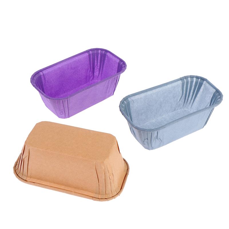 50Pcs Oven Safe Nonstick Kraft Paper Cake Moulds Rectangular Disposable for Baking Cakes Bread Muffins