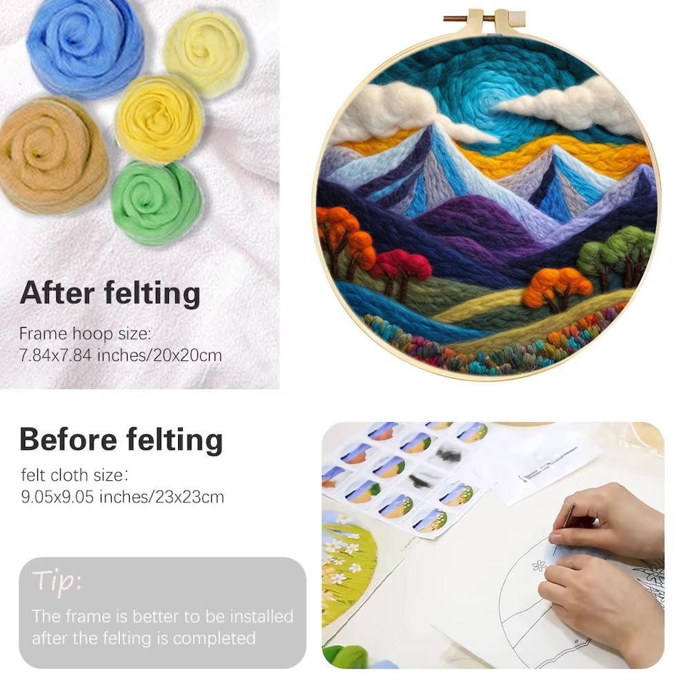 Funny DIY Wool Felting Embroidery Kit Felt With Pictur Ins Creative Flower Wool Needle Felt Set Home Decoration Art Craft