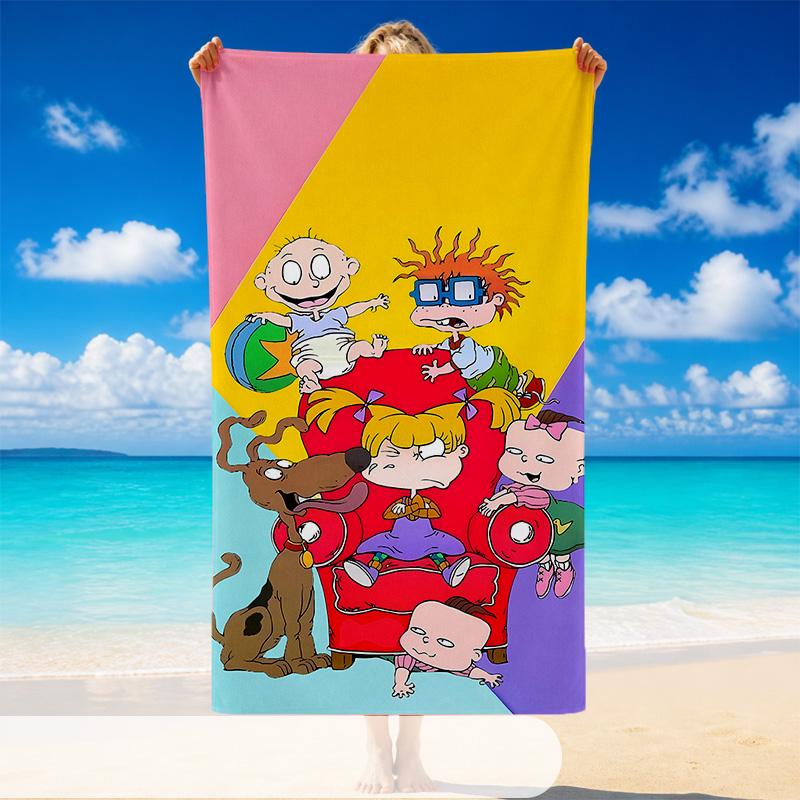 Quick Dry Beach Towel Rugrats Pattern, Lightweight Absorbent Towel for Pool Beach Vacation Use