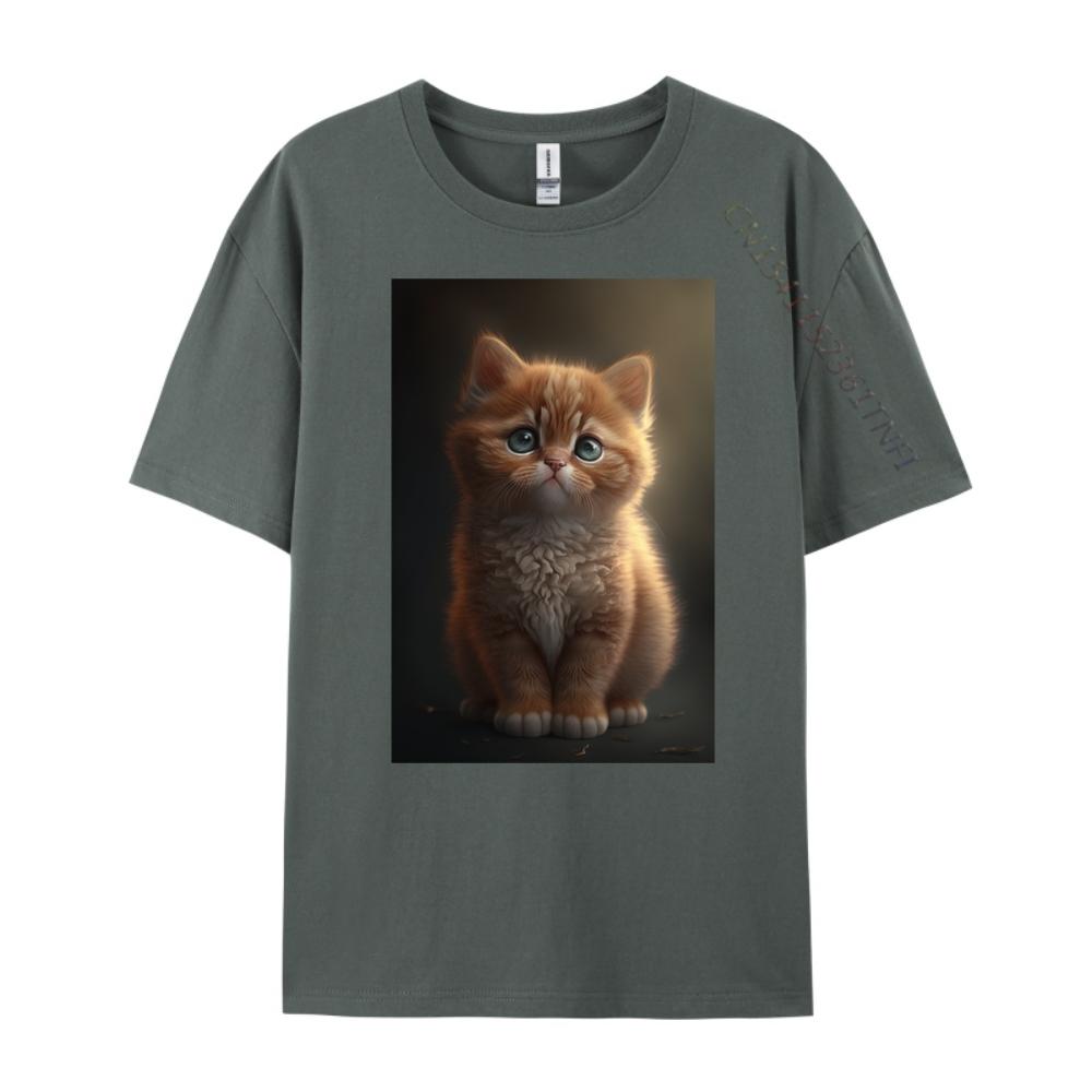 Cute Cat Kitten Luxury Clothing Men's Shirt Red And Black Graphic T Shirt Summer Original Mens T-Shirts Printed On