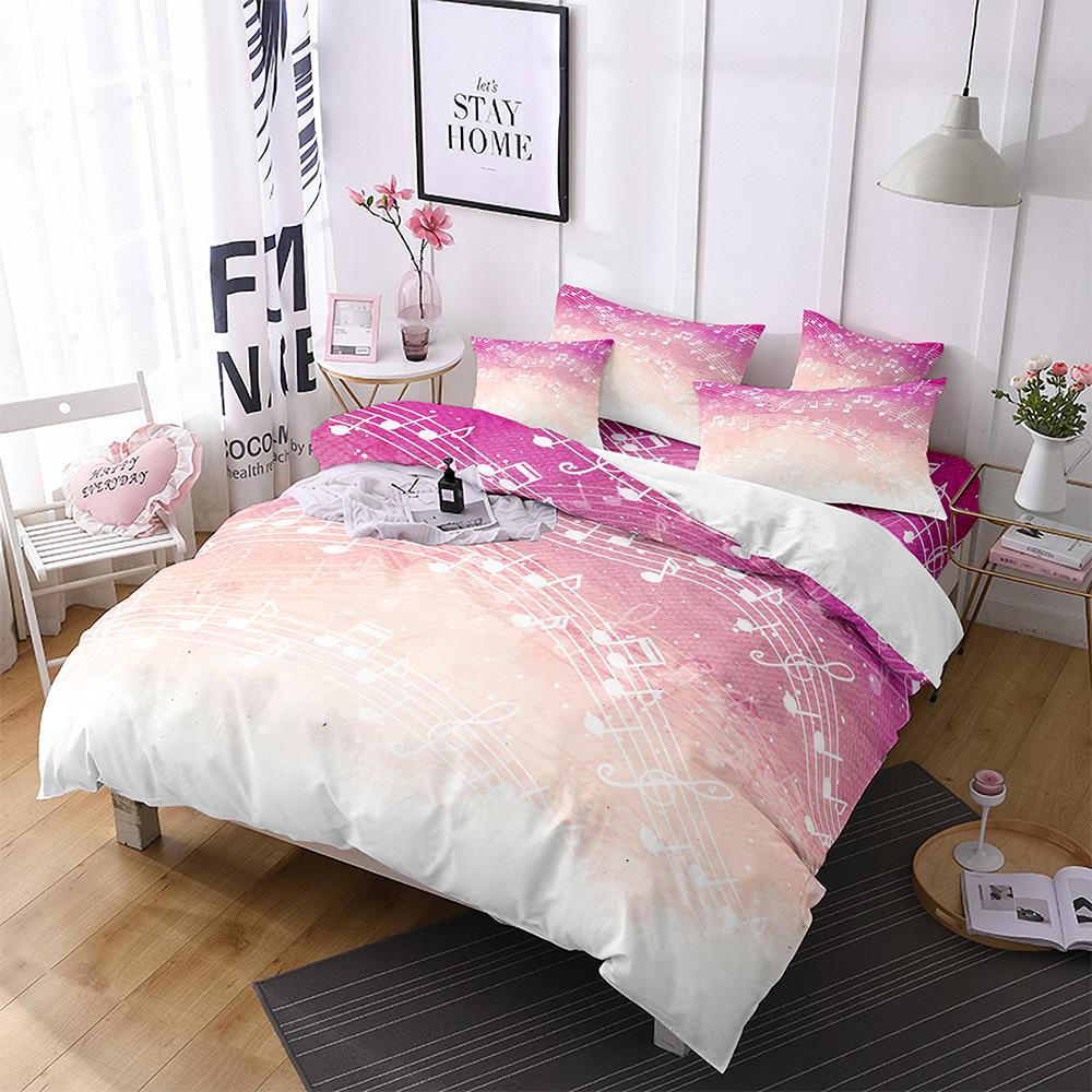 Music Theme Polyester Duvet Cover Set 3D Guitar Piano Bedding Set King Queen Twin Full Size for Kids Boys Girls Room Decoration
