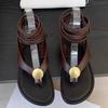 22 New Large Size Metal Flat Bottom Beautiful Beach Sandals Summer Temperament Retro Straps Roman Sandals Tide