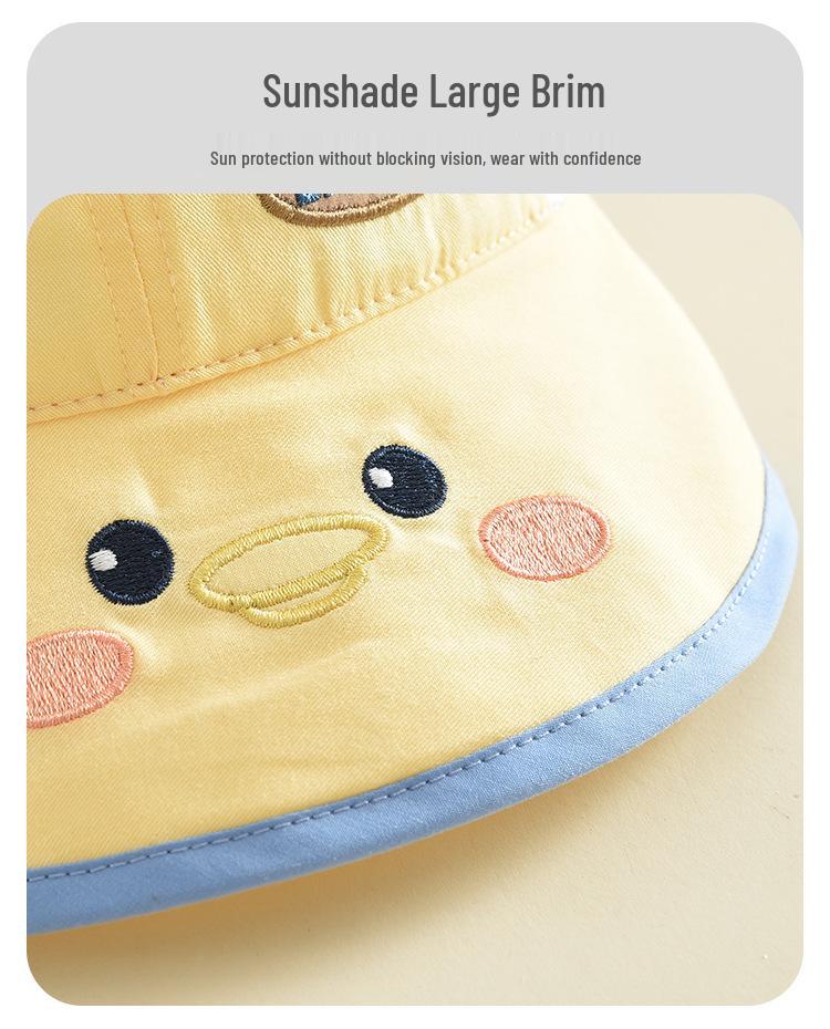 Cute Cartoon Semi-Mesh Children's Windproof Sun Hat - Versatile Outdoor Bucket Hat for Babies