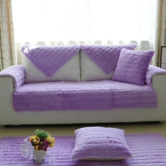 Autumn Winter Thick Plush Sofa Cushion Non-slip Solid Color Couch Cover Armrest Towel Fabric Backrest Cover Europe L-shape