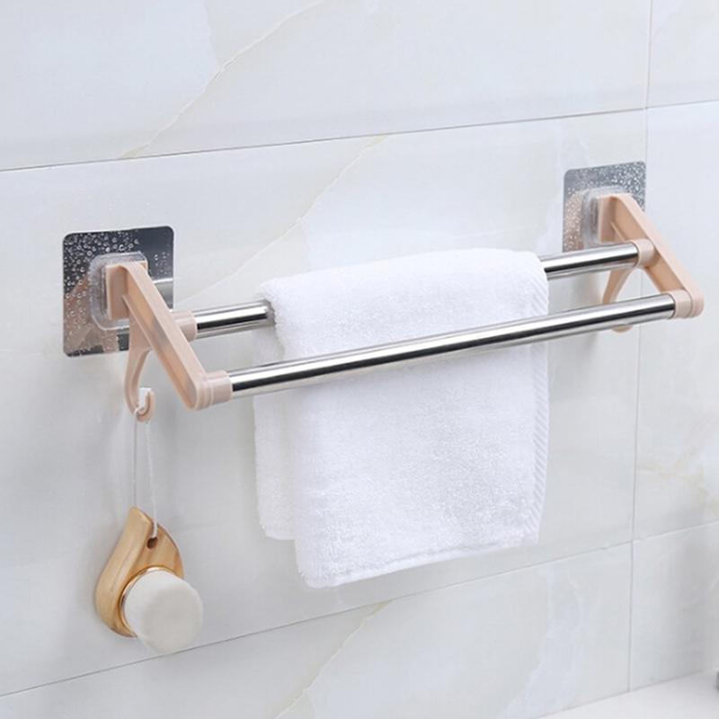 Buy Bathroom Punchfree Towel Rack Stainless Steel Double Rod No Trace