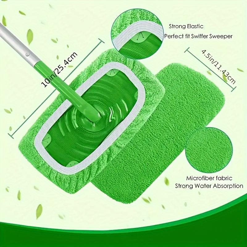 Super-Absorbent Reusable Mop Pad - Microfiber Cleaning Cloth, Suitable For Wet And Dry Floors, Durable Green Replacement Pad,