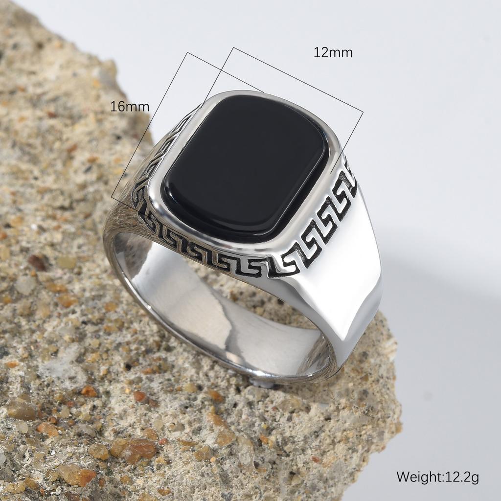 R3509 Men's High Quality 316LStainless Steel Onyx Gild Rings Classic Fashion Trend Jewelry Product