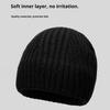Wool Blend Beanie Hat with Button Strap Knitted Cap Ear Protection Outdoor Winter Warmth (OS)