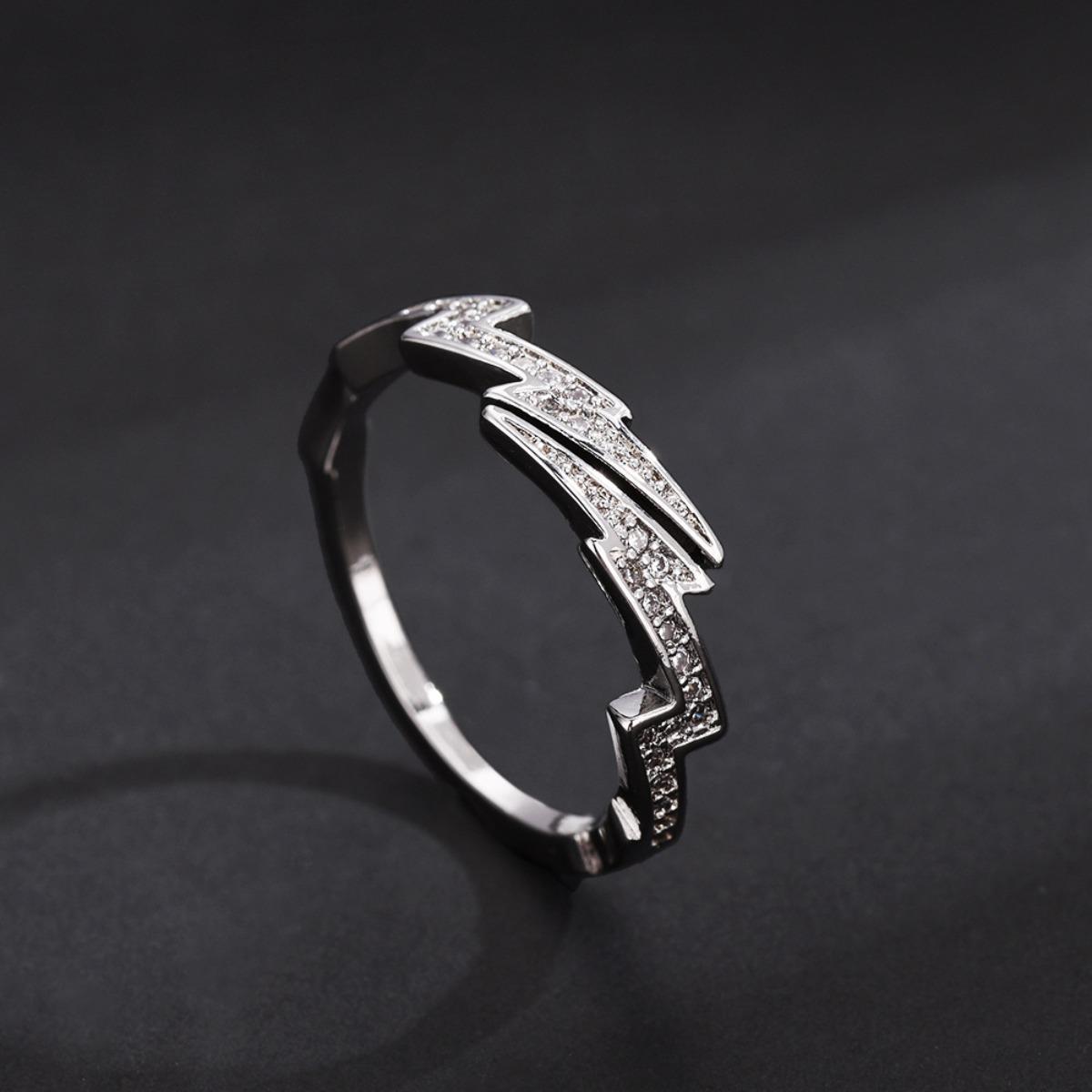 

Adjustable Punk Style Lightning Zircon Ring Stainless Steel Comfort Fit Zircon for Women And Men Daily Wear Gift Idea Adjustable