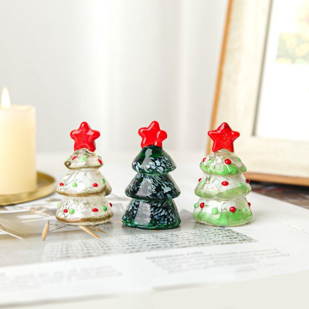 Statue Crystals Christmas Tree Figurine Mini Crystals Ornaments  Home Decor