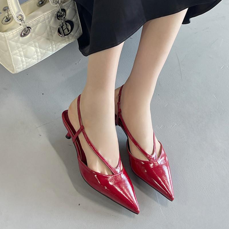 Mode Bailamos 2025 Brandneue Damen Sandalen Mode Spitzschuh Damen Elegante Slingback Sandalen Mittlerer Absatz Kleid Pumps Schuhe Mujer