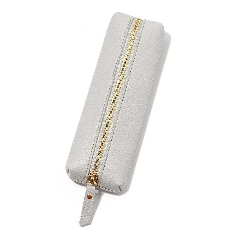 Fashion Large Capacity Leather Pencil Bag Cute PenCase Stationery Holder Storage Box Zipper Pencil Pouch Student School Supplies