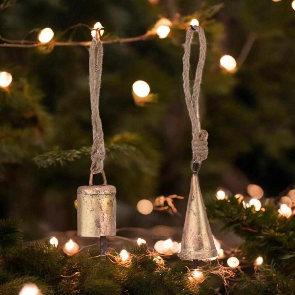 10-Piece Rustic Gold Metal Bell with Rope for DIY Crafts, Vintage Christmas Ornaments and Handmade Wind Chimes, 3.15 Inch Farmhouse Decor