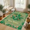 Floral Garden Theme Crystal Velvet Rug Personalized Custom Name Text Soft Floor Mat Home Decor