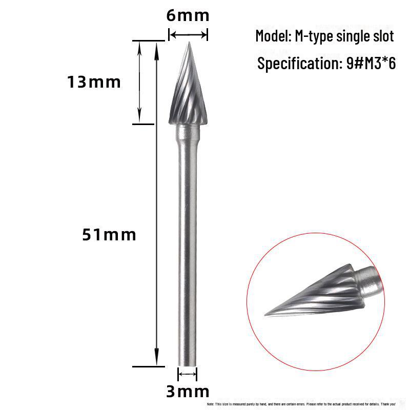 Tungsten Steel Grinding Head Carbide Rotary File for Metal Polishing, Wood Carving, Milling Cutter - 3x6mm